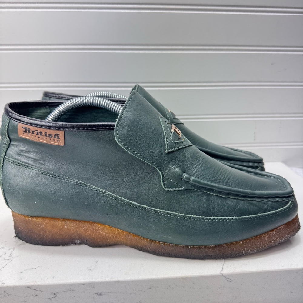 British Collection Men's BWB Green Leather Slip On Shoe Sz 10